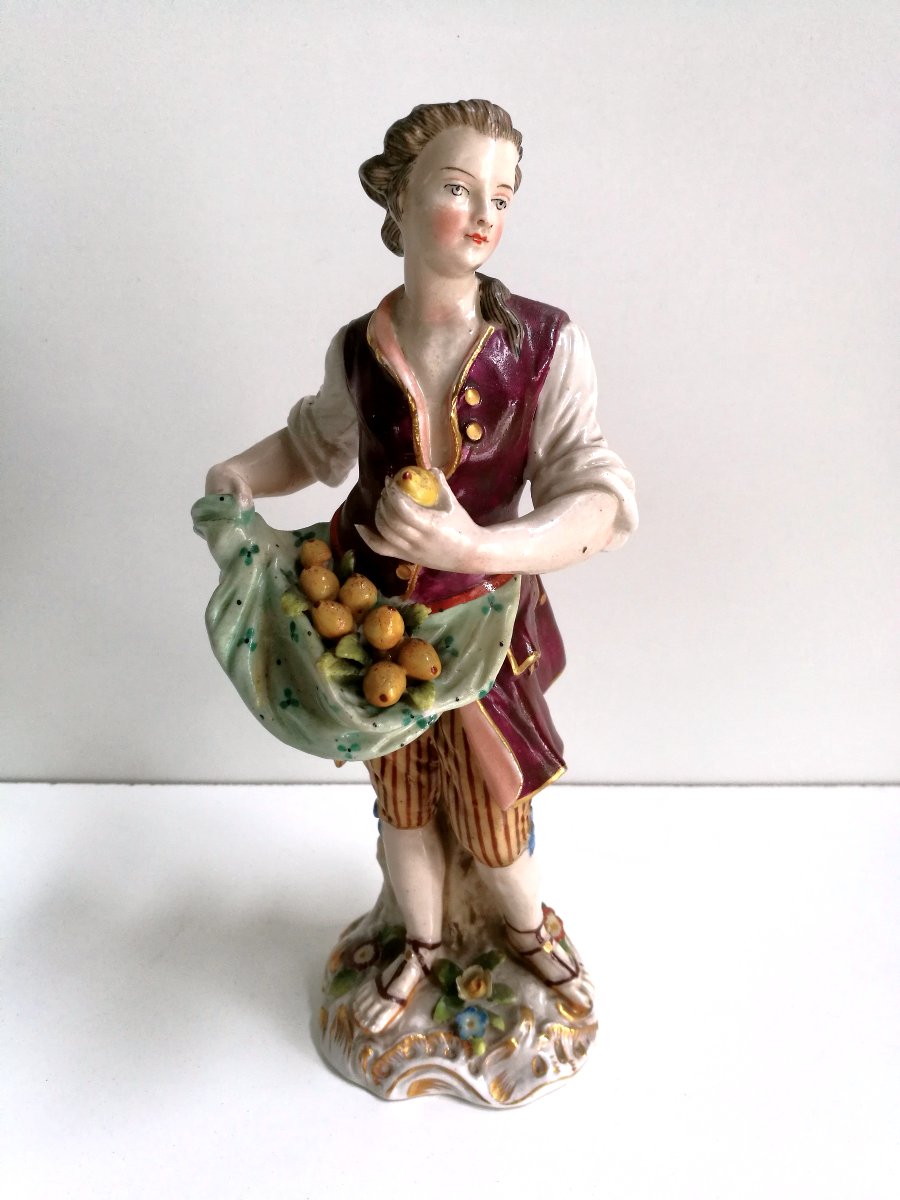 CERAMICA FRANKENTHAL 'RACCOGLITORE DI FRUTTA' , META' XVIII sec.-photo-2