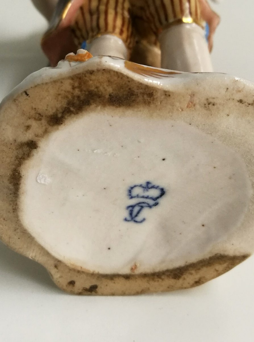 CERAMICA FRANKENTHAL 'RACCOGLITORE DI FRUTTA' , META' XVIII sec.-photo-1
