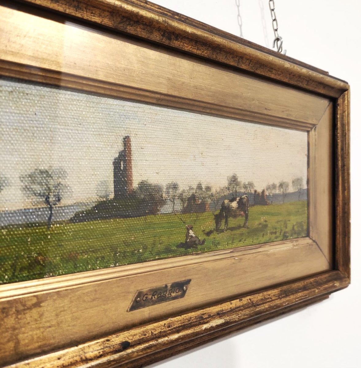 GIUSEPPE RAGGIO 'CAMPAGNA ROMANA', META' DEL XIX sec.-photo-3
