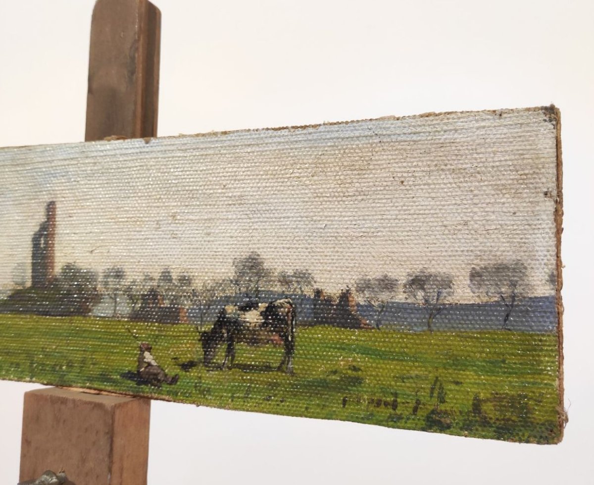 GIUSEPPE RAGGIO 'CAMPAGNA ROMANA', META' DEL XIX sec.-photo-2
