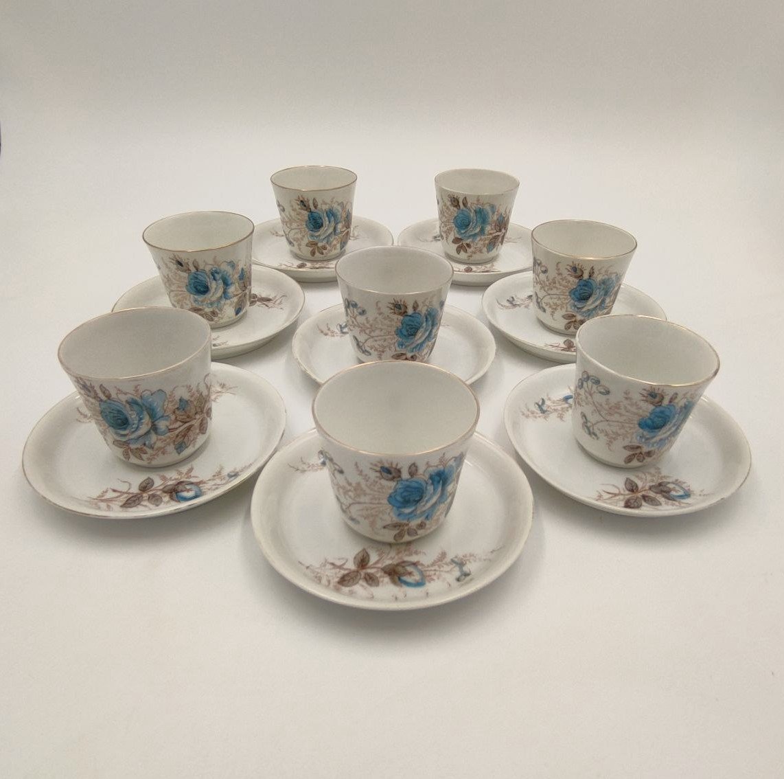 SERVIZIO DA CAFFE' DECORO 'ROSA BLU', XIX sec.-photo-2