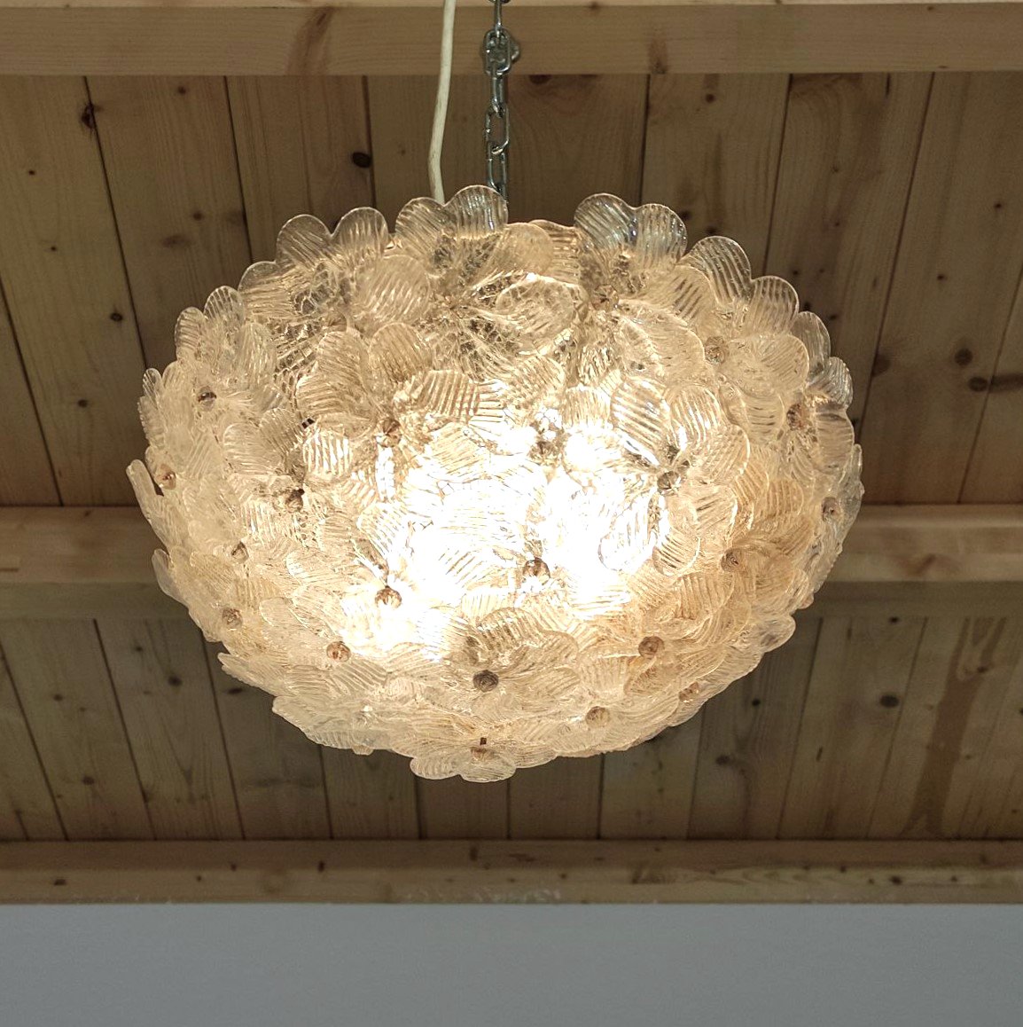 SEGUSO LAMPADA FIORI DI VETRO, MURANO ANNI '60 -photo-4
