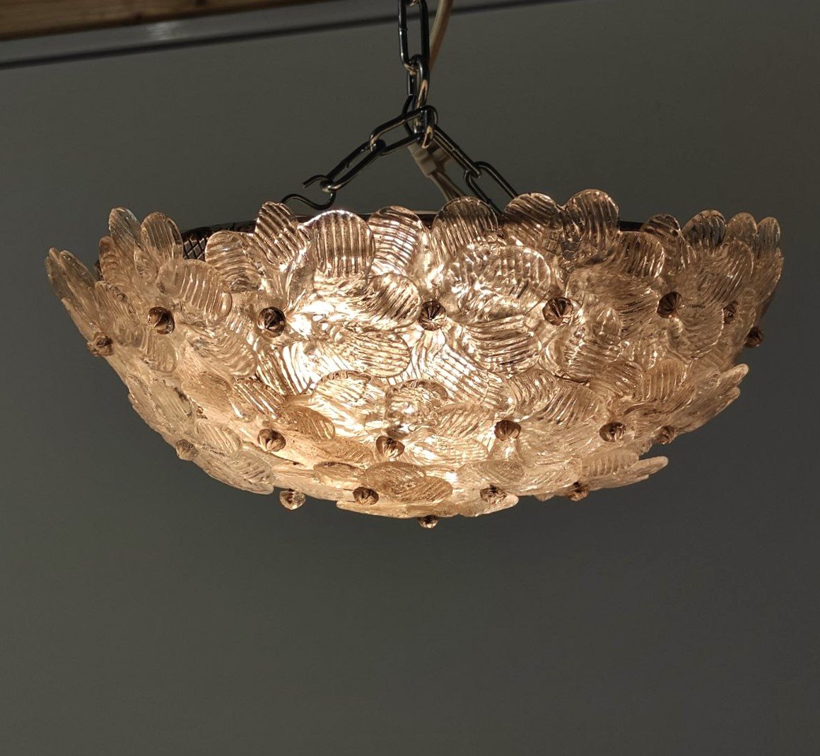 SEGUSO LAMPADA FIORI DI VETRO, MURANO ANNI '60 -photo-1