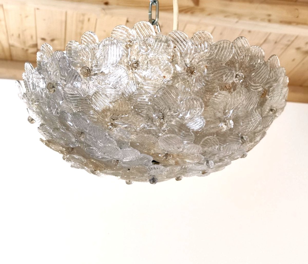 SEGUSO LAMPADA FIORI DI VETRO, MURANO ANNI '60 -photo-3