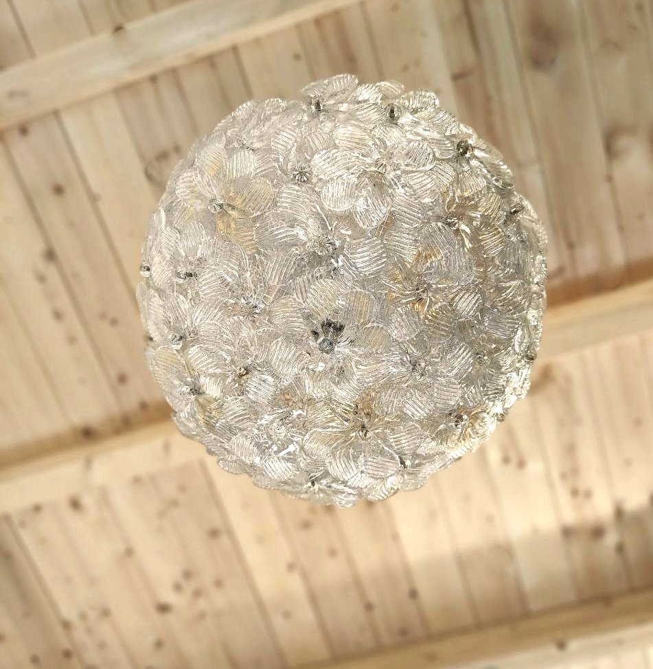 SEGUSO LAMPADA FIORI DI VETRO, MURANO ANNI '60 -photo-4