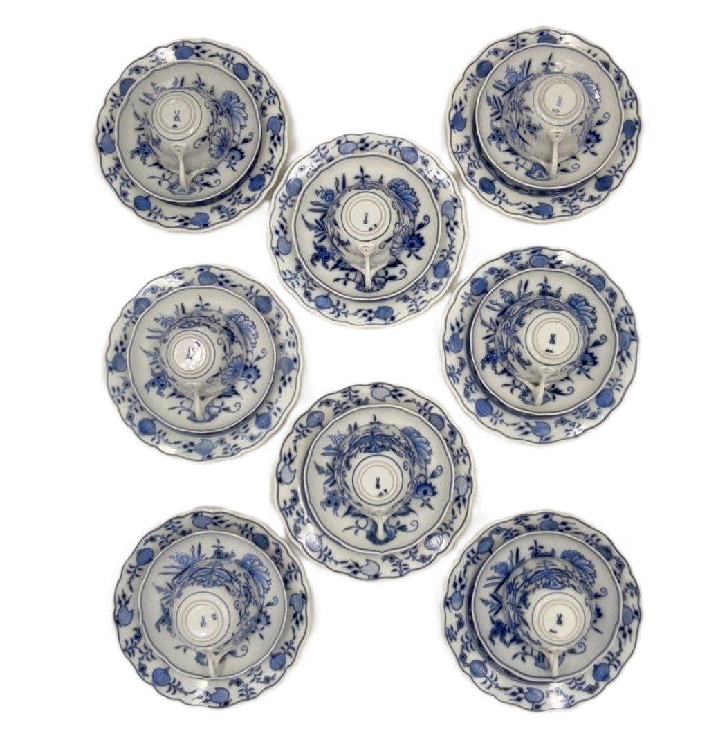 MEISSEN SERVIZIO DA TE' PER 8 PERSONE DECORO BLU A CIPOLLA-photo-3