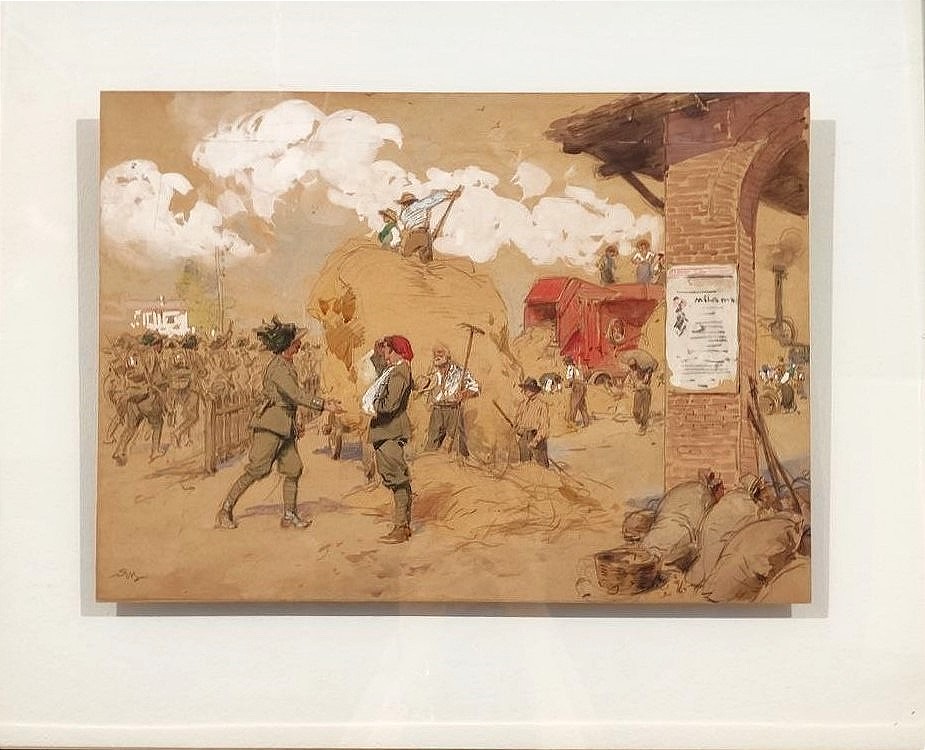 ACHILLE BELTRAME 'IL SOLDATO CONVALESCENTE' 1917 ca. PER 'SOC. ANONIMA GRANDINE'