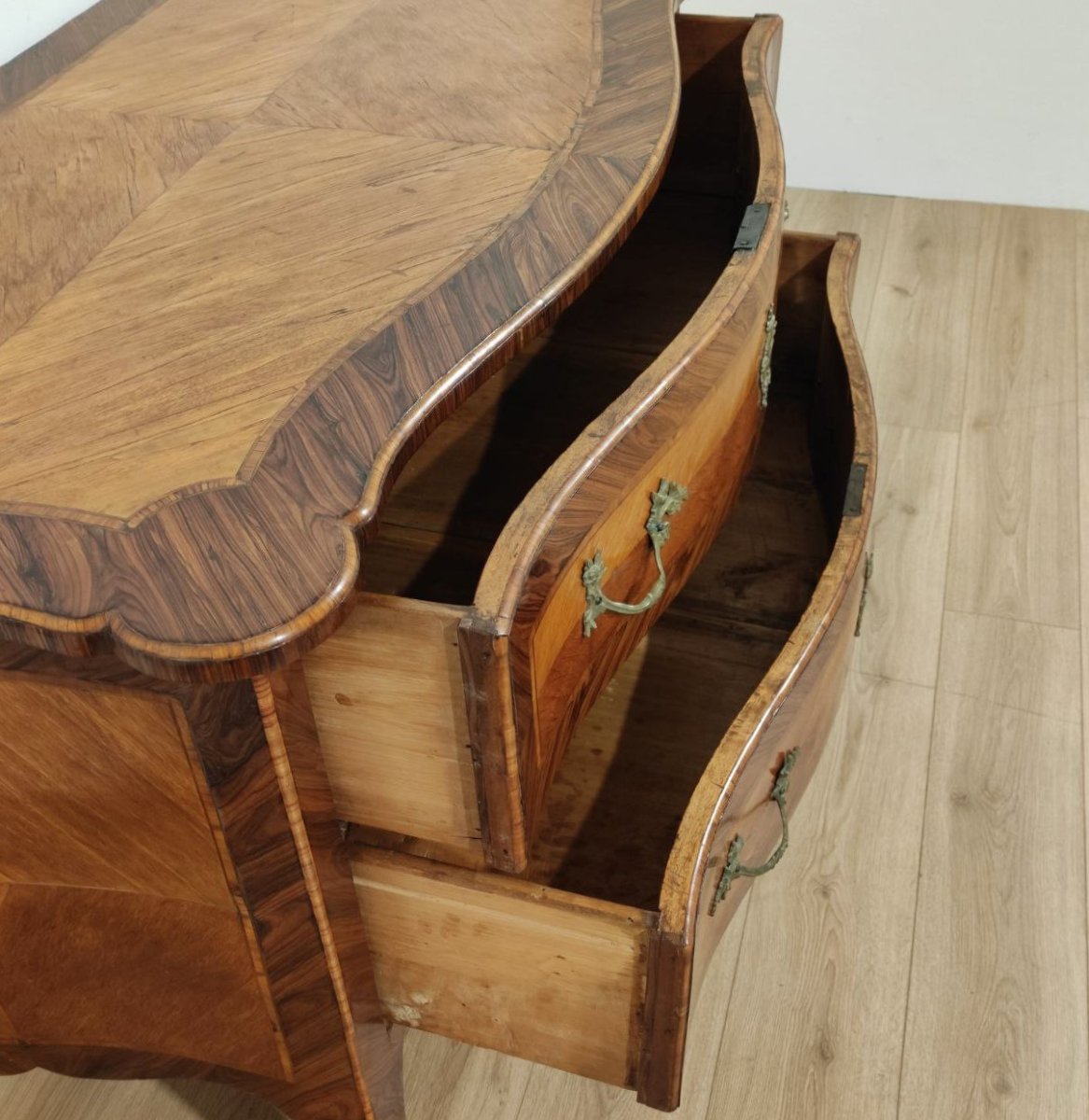 CASSETTONE ITALIANO DEL XVIII sec. LASTRONATO CON LEGNI PREGIATI -photo-7