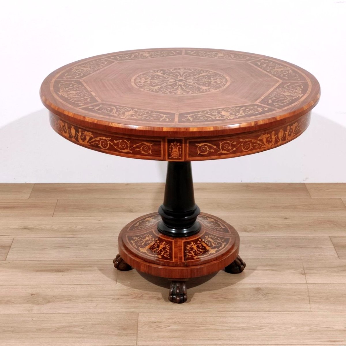 TAVOLO INTARSIATO STILE CARLO X, ITALIA INIZI '900-photo-2