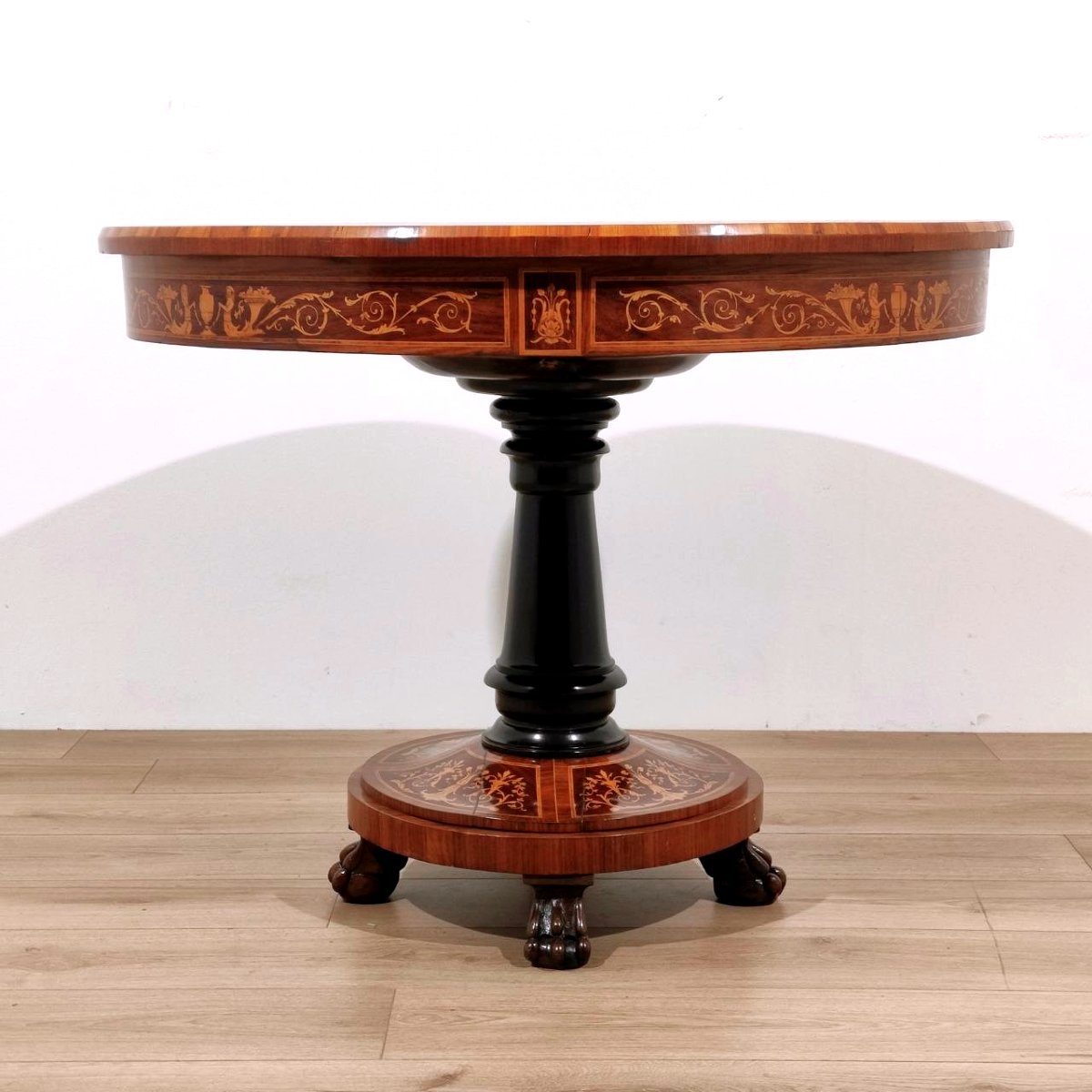 TAVOLO INTARSIATO STILE CARLO X, ITALIA INIZI '900-photo-3