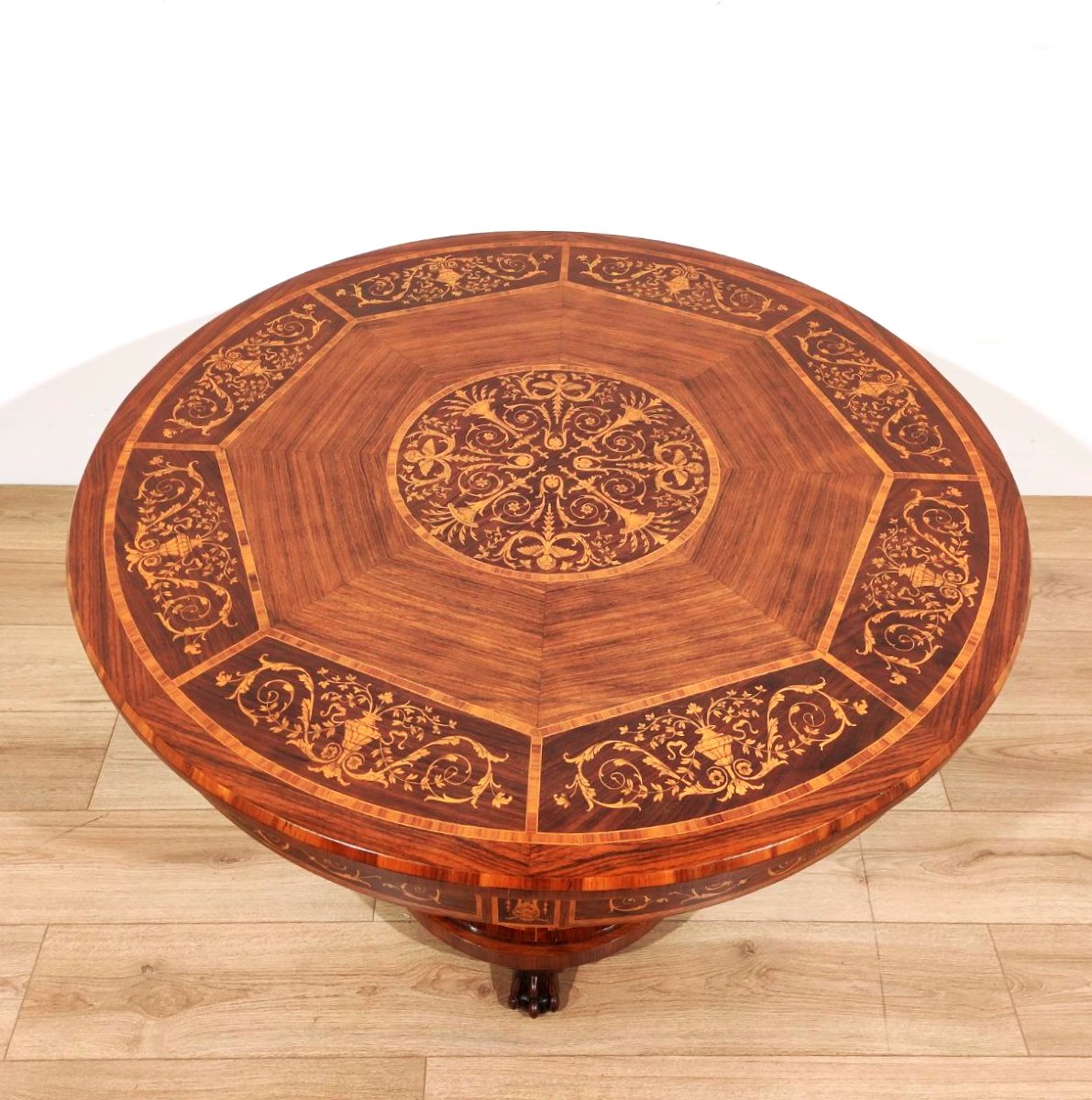 TAVOLO INTARSIATO STILE CARLO X, ITALIA INIZI '900-photo-4