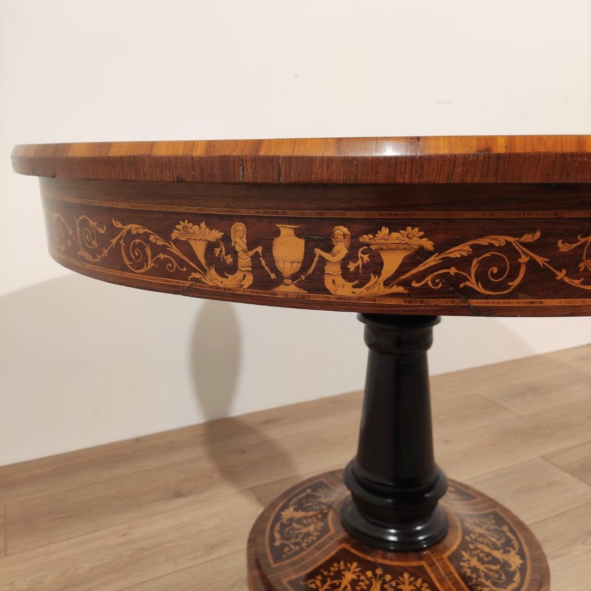 TAVOLO INTARSIATO STILE CARLO X, ITALIA INIZI '900-photo-2