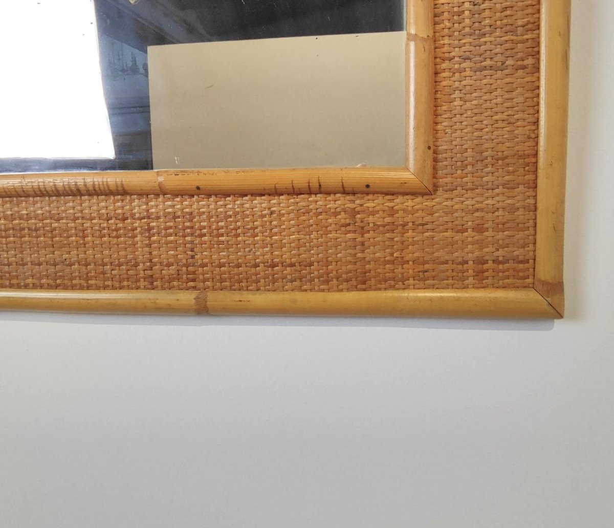 SPECCHIO DAL VERA IN BAMBU' E RATTAN, ITALIA ANNI '60-photo-3