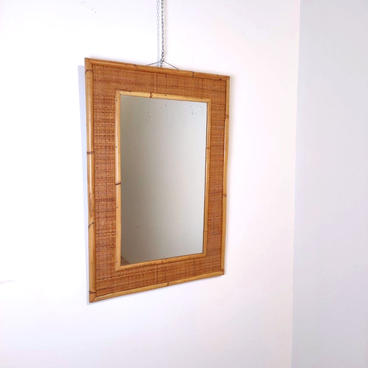 SPECCHIO DAL VERA IN BAMBU' E RATTAN, ITALIA ANNI '60