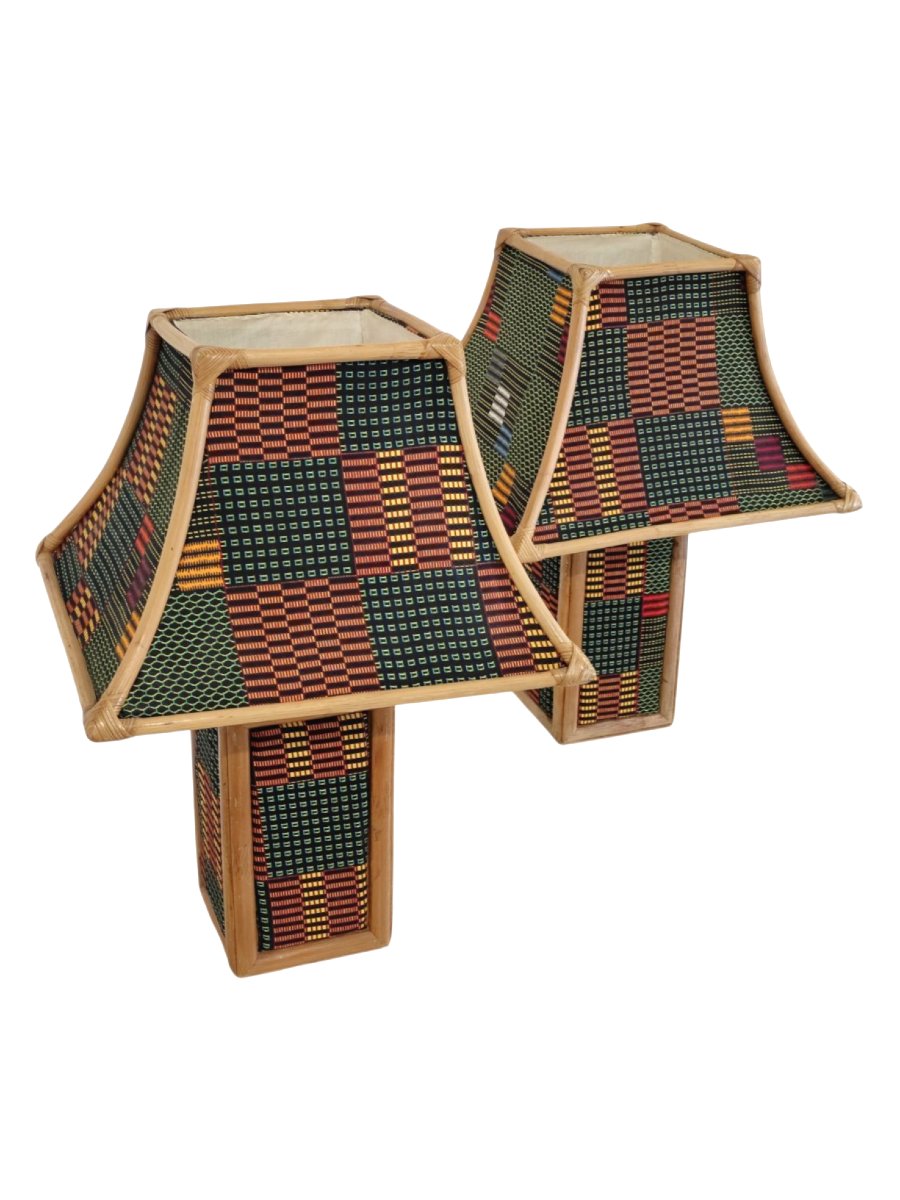 LAMPADE DA TAVOLO IN BAMBU' E TESSUTO, ITALIA ANNI '70-photo-2