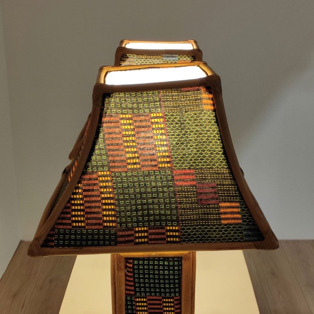 LAMPADE DA TAVOLO IN BAMBU' E TESSUTO, ITALIA ANNI '70-photo-5