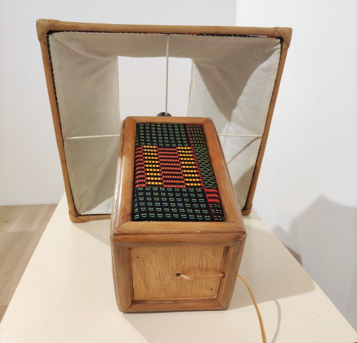 LAMPADE DA TAVOLO IN BAMBU' E TESSUTO, ITALIA ANNI '70-photo-7