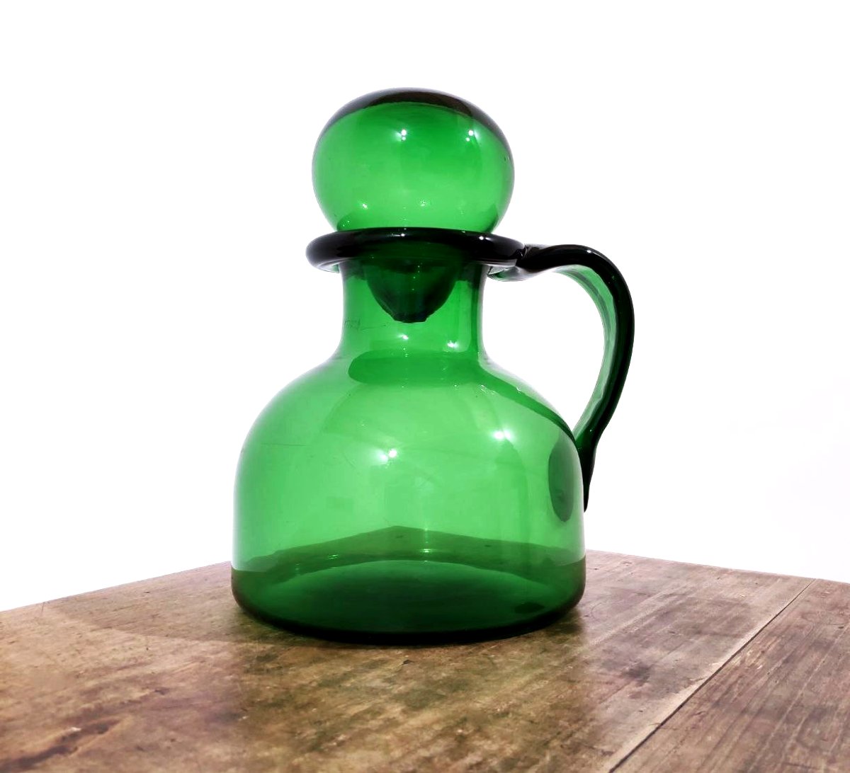 VETRERIE DI EMPOLI, GRANDE BOTTIGLIA IN VETRO SOFFIATO,  ANNI '50-photo-2