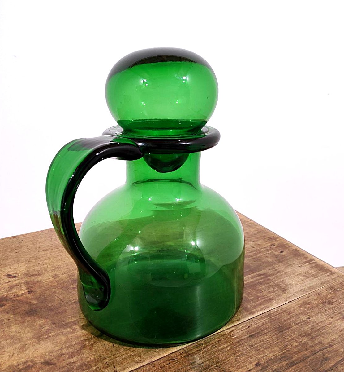 VETRERIE DI EMPOLI, GRANDE BOTTIGLIA IN VETRO SOFFIATO,  ANNI '50-photo-3