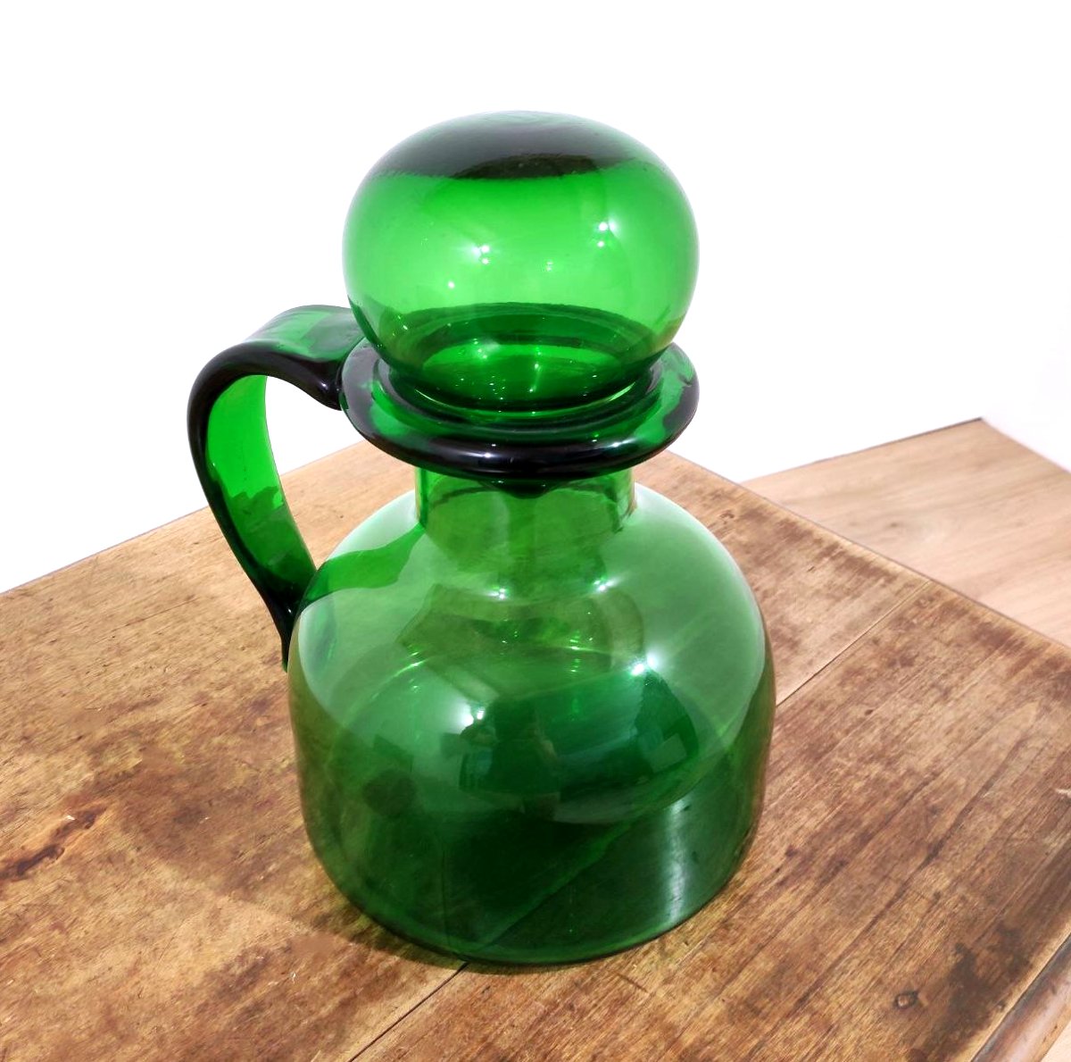 VETRERIE DI EMPOLI, GRANDE BOTTIGLIA IN VETRO SOFFIATO,  ANNI '50-photo-4