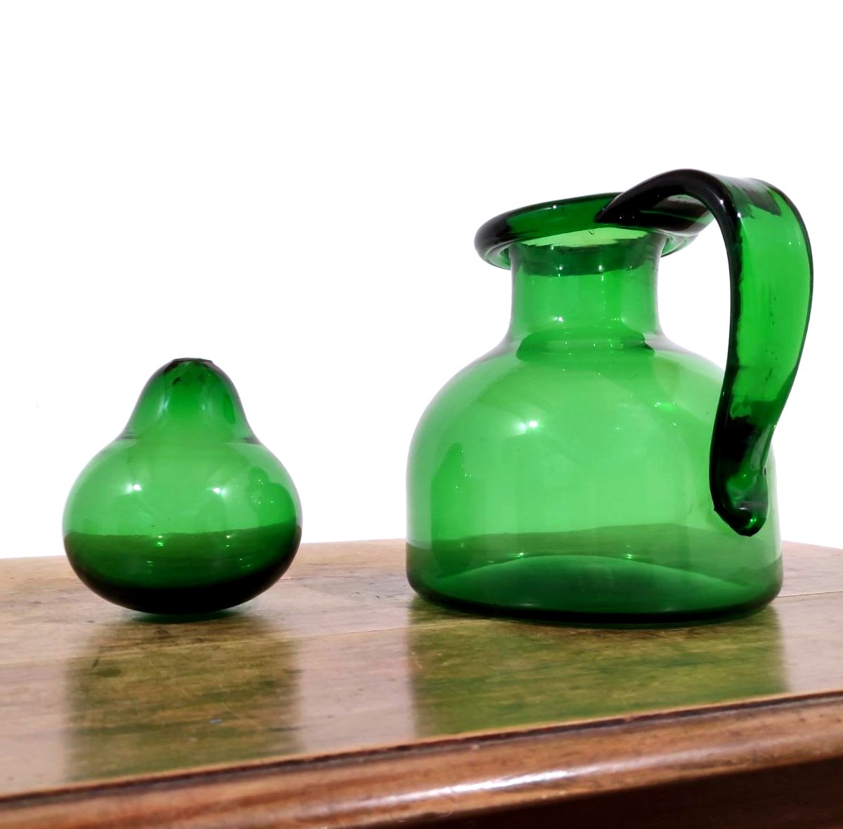 VETRERIE DI EMPOLI, GRANDE BOTTIGLIA IN VETRO SOFFIATO,  ANNI '50-photo-2