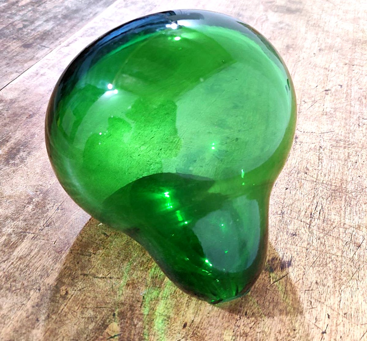 VETRERIE DI EMPOLI, GRANDE BOTTIGLIA IN VETRO SOFFIATO,  ANNI '50-photo-4