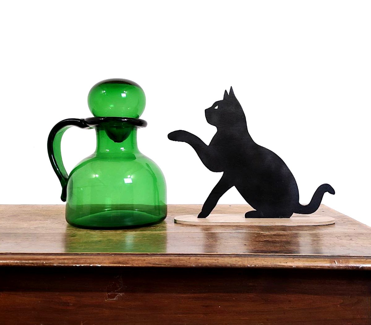 VETRERIE DI EMPOLI, GRANDE BOTTIGLIA IN VETRO SOFFIATO,  ANNI '50-photo-7