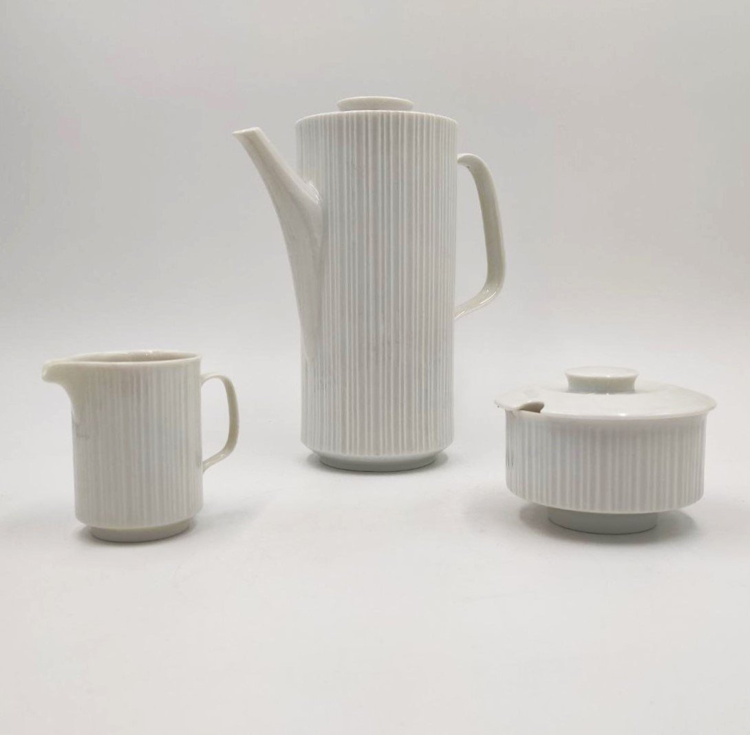 ROSENTHAL 'PORCELAINE NOIRE' SERVIZIO DA  CAFFE' PER 8, DESIGN TAPIO WIRKKALA 1962-photo-6