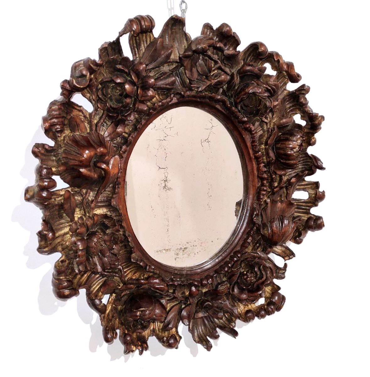 CORNICE IN LEGNO INTAGLIATO A MOTIVI FLOREALI, FINE XIX sec. -photo-2