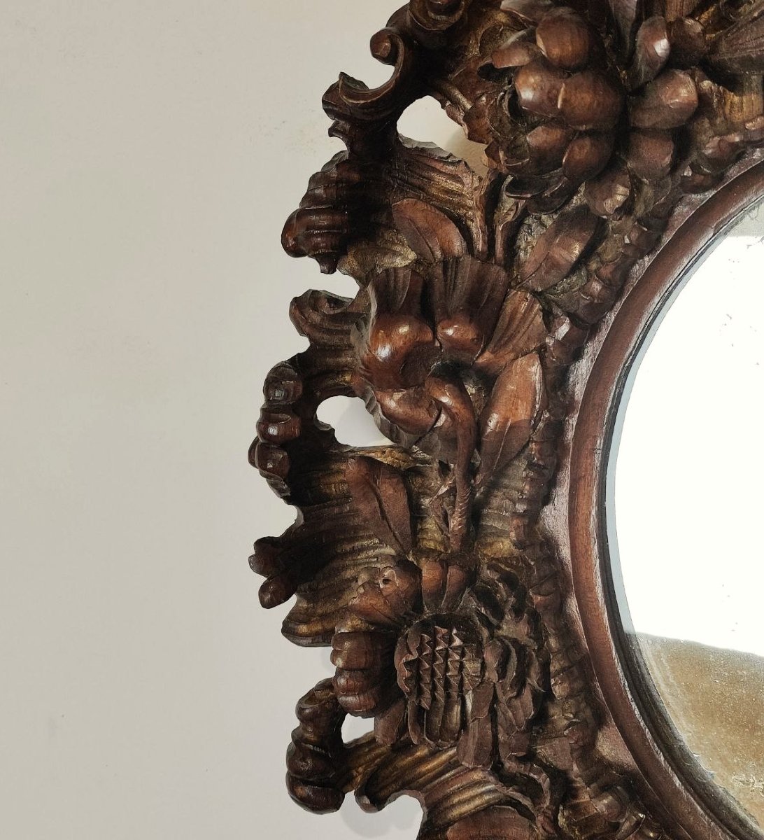 CORNICE IN LEGNO INTAGLIATO A MOTIVI FLOREALI, FINE XIX sec. -photo-3