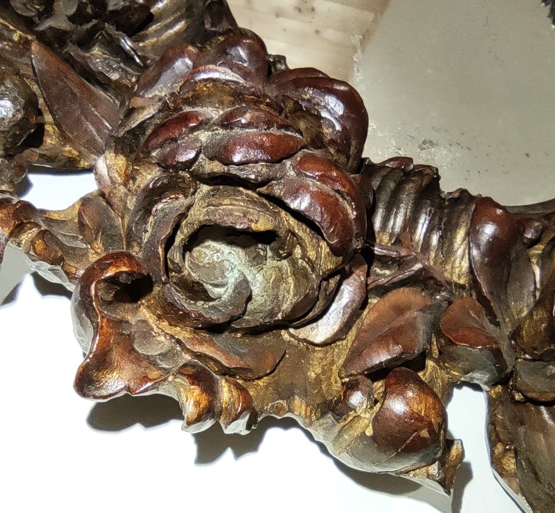 CORNICE IN LEGNO INTAGLIATO A MOTIVI FLOREALI, FINE XIX sec. -photo-5