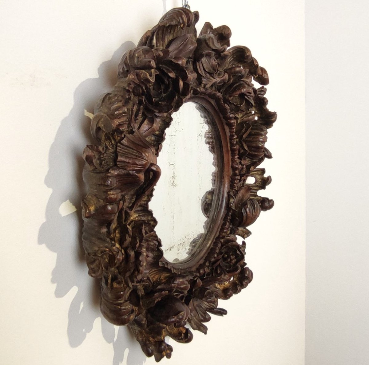 CORNICE IN LEGNO INTAGLIATO A MOTIVI FLOREALI, FINE XIX sec. -photo-6