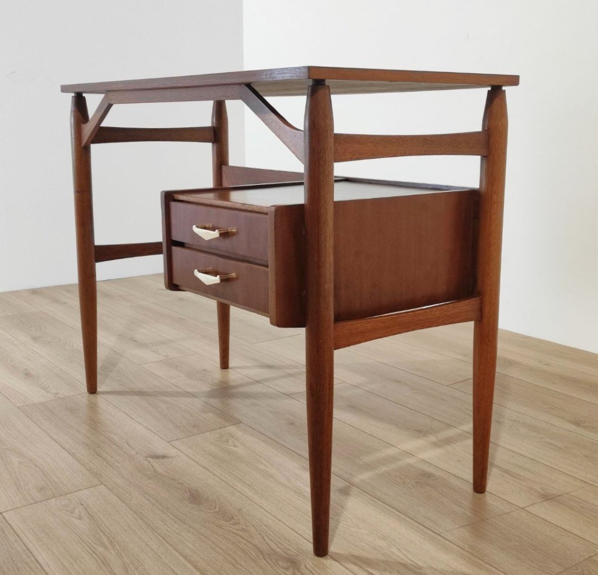 SCRITTOIO IN MOGANO E FORMICA PRODUZIONE 'DALVERA', ITALIA ANNI '60 -photo-4