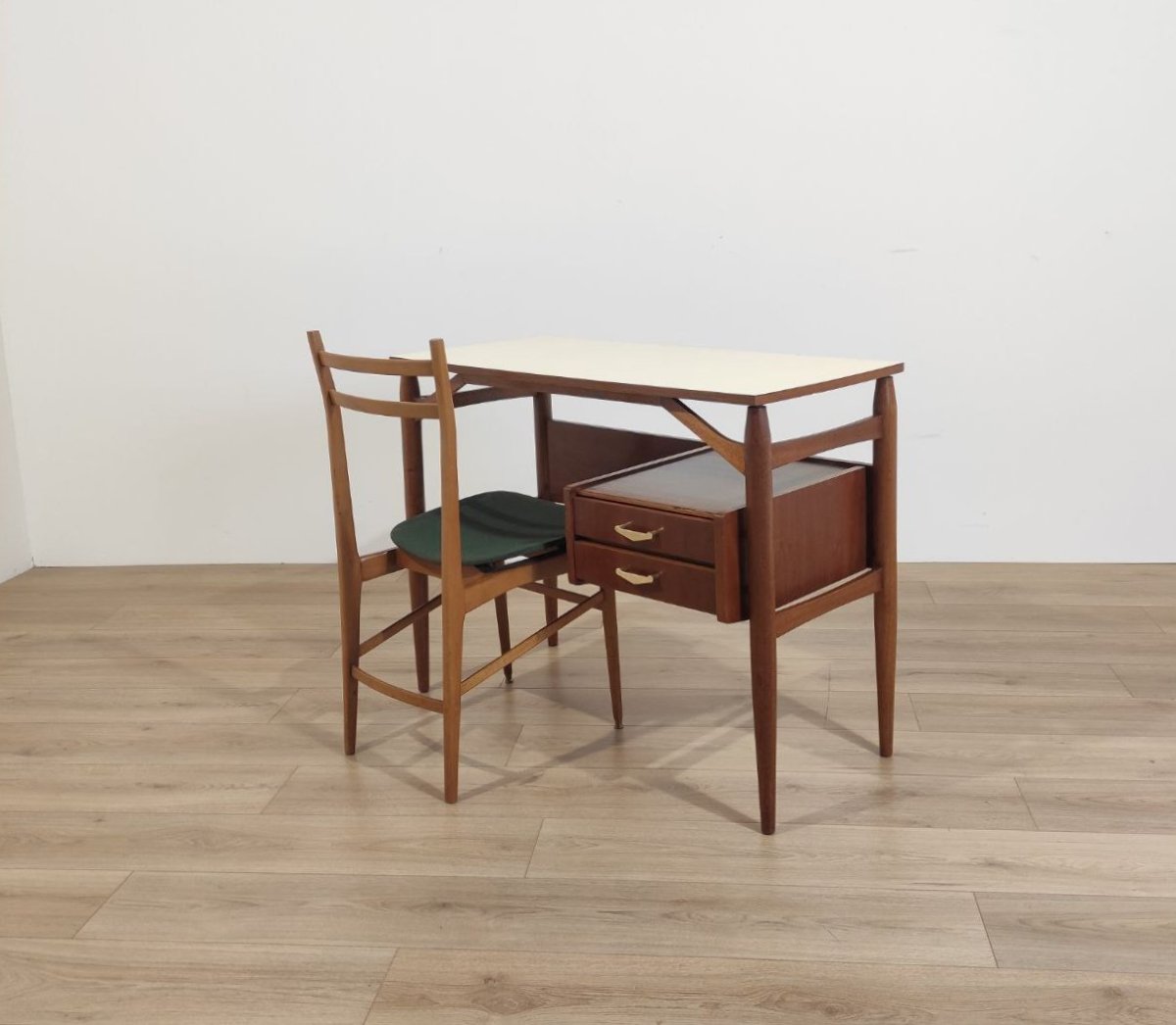 SCRITTOIO IN MOGANO E FORMICA PRODUZIONE 'DALVERA', ITALIA ANNI '60 -photo-8