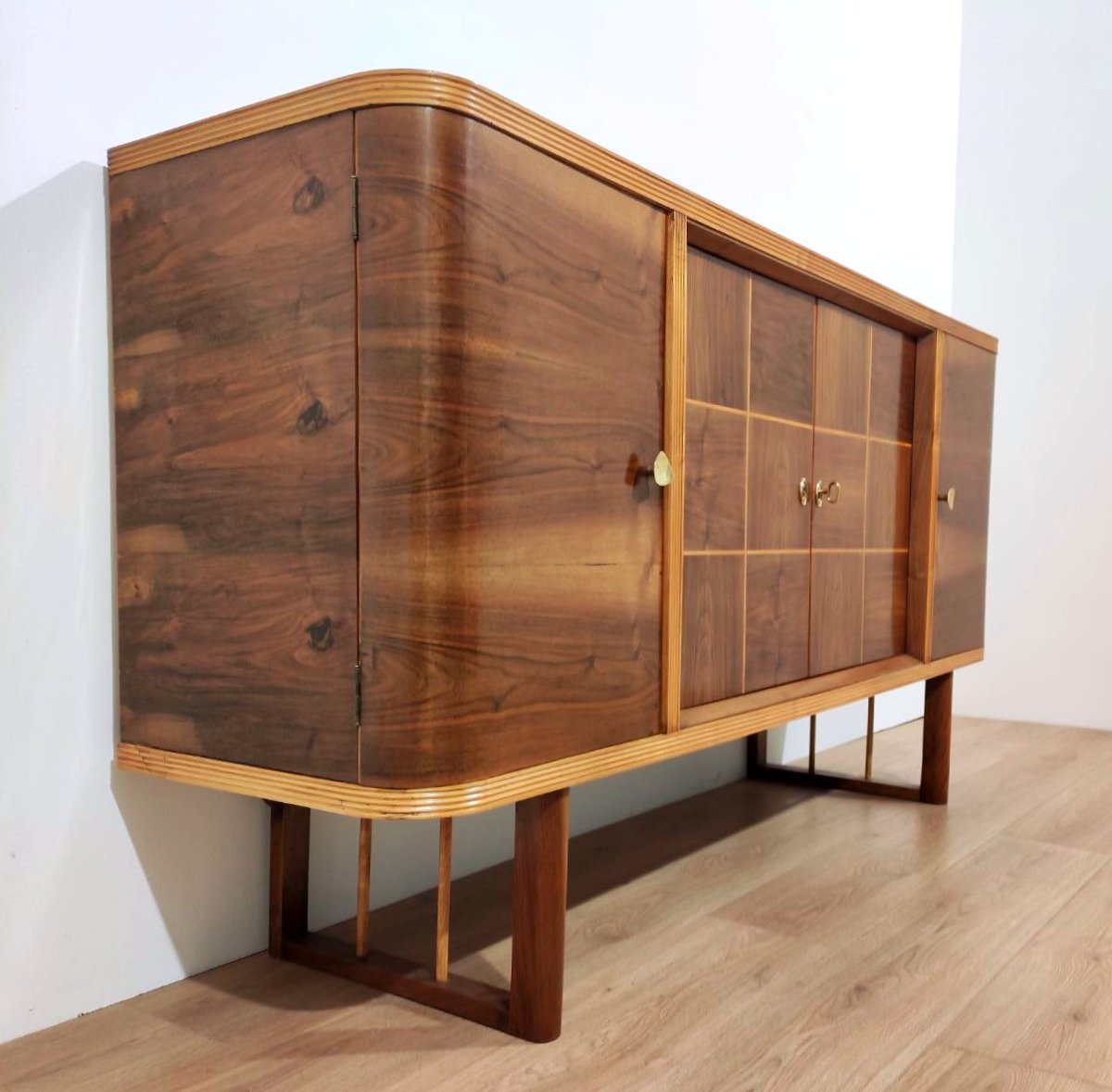 CREDENZA 4 ANTE IN NOCE, ITALIA ANNI '50 -photo-4