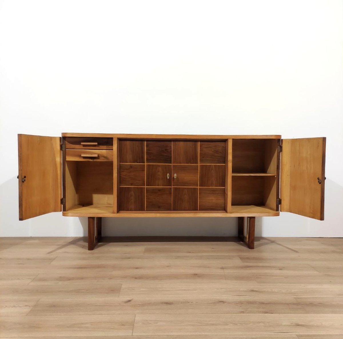 CREDENZA 4 ANTE IN NOCE, ITALIA ANNI '50 -photo-3