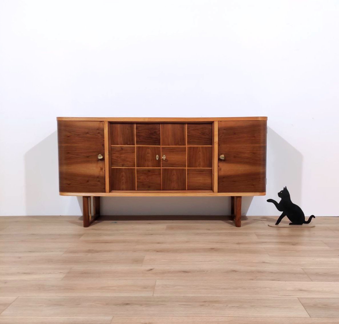 CREDENZA 4 ANTE IN NOCE, ITALIA ANNI '50 -photo-6