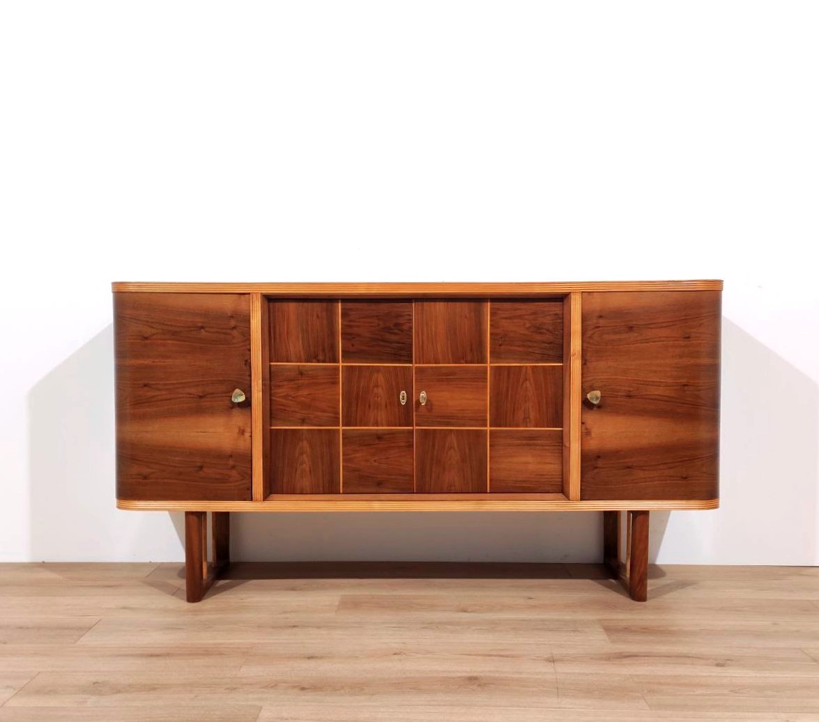 CREDENZA 4 ANTE IN NOCE, ITALIA ANNI '50 