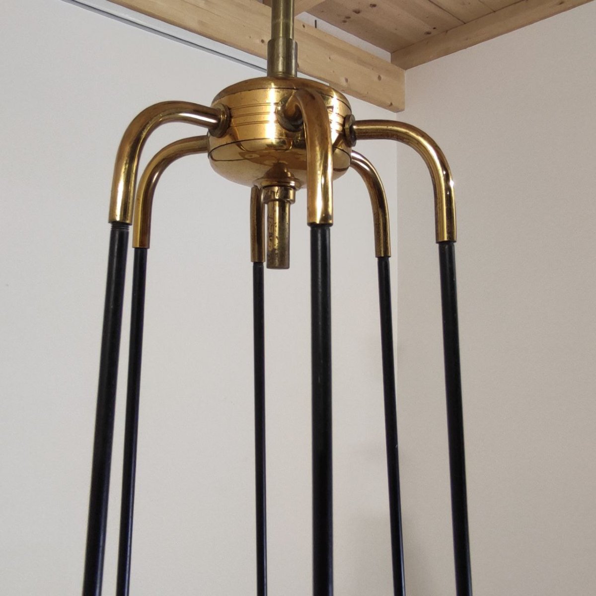 Lampada a sospensione 6 luci, 'Stilnovo' (attr.) anni '50-photo-4