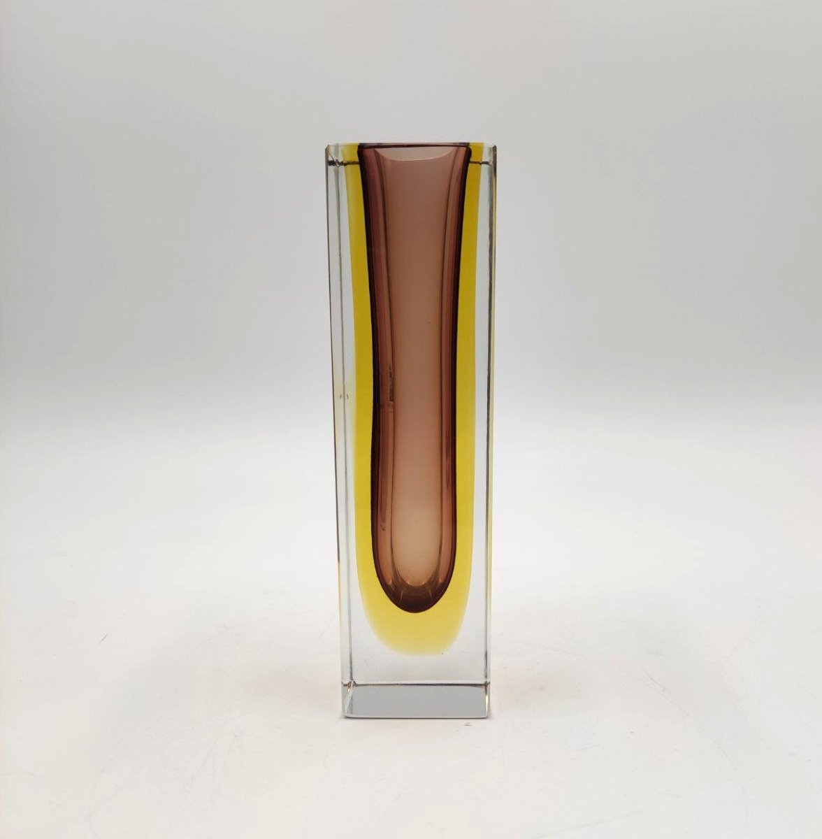 VASO IN VETRO SOMMERSO GIALLO E ARANCIONE, MURANO ANNI '60  -photo-2