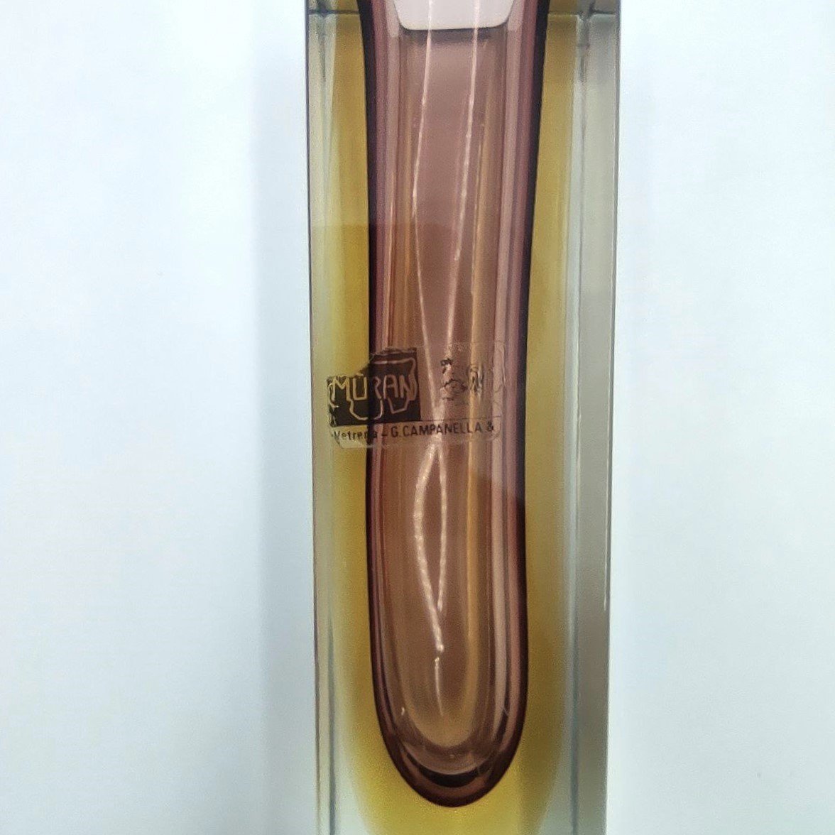 VASO IN VETRO SOMMERSO GIALLO E ARANCIONE, MURANO ANNI '60  -photo-4