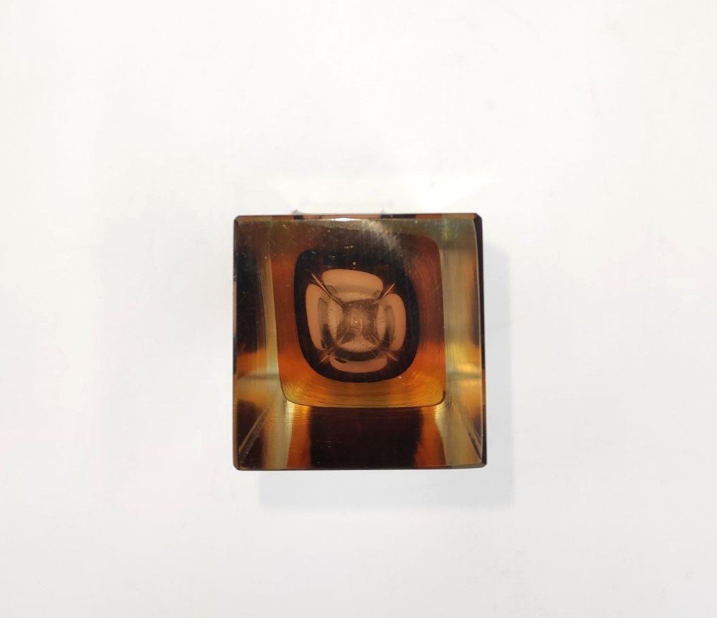 VASO IN VETRO SOMMERSO GIALLO E ARANCIONE, MURANO ANNI '60  -photo-3