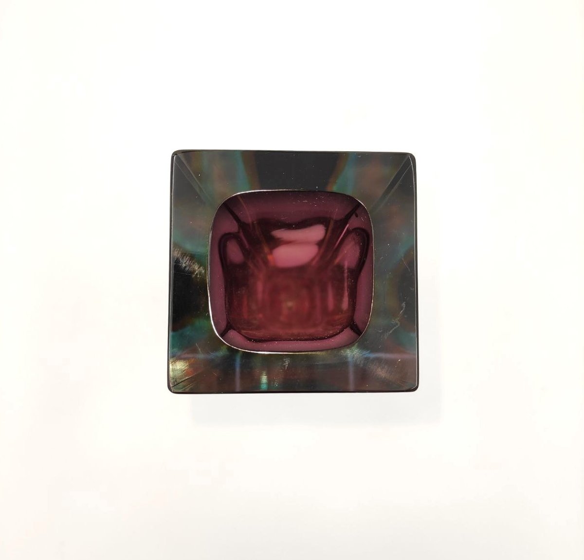 VASO IN VETRO SOMMERSO AZZURRO, GIALLO E ROSSO, MURANO ANNI '60-photo-3