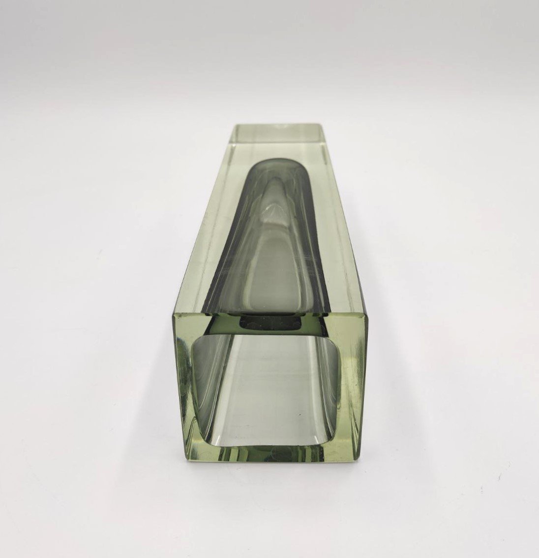 GRANDE VASO IN VETRO SOMMERSO TRASPARENTE E NEI TONI DEL GRIGIO, MURANO ANNI '60-photo-2