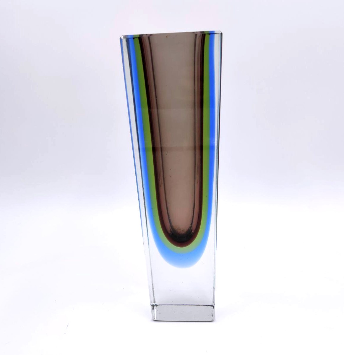 GRANDE VASO IN VETRO SOMMERSO BLU, VERDE E FUME', MURANO ANNI '60-photo-4