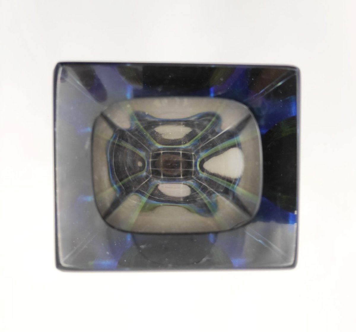 GRANDE VASO IN VETRO SOMMERSO BLU, VERDE E FUME', MURANO ANNI '60-photo-5