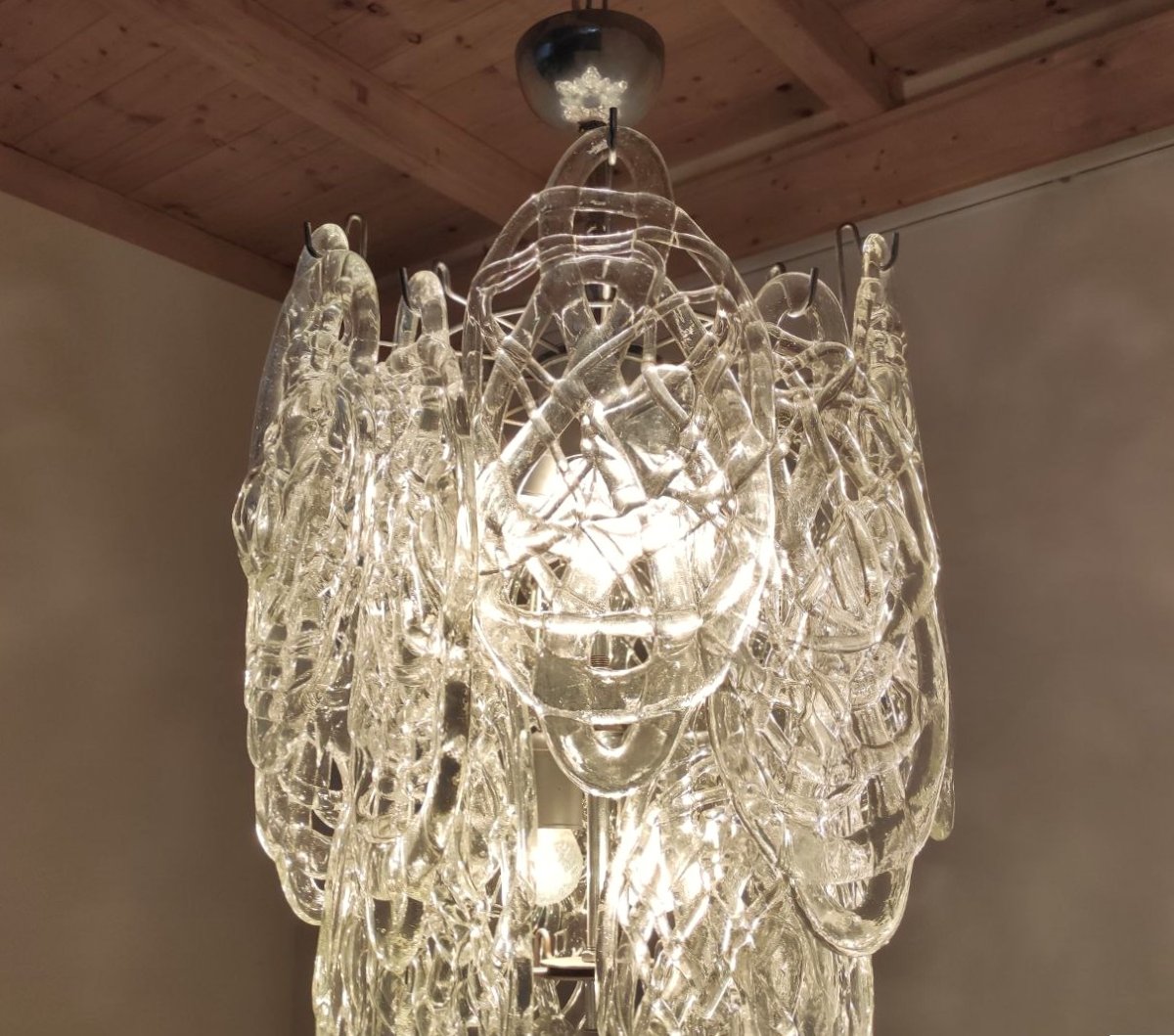 MAZZEGA VETRO 'RAGNATELA', LAMPADA A SOSPENSIONE ANNI '60-photo-4