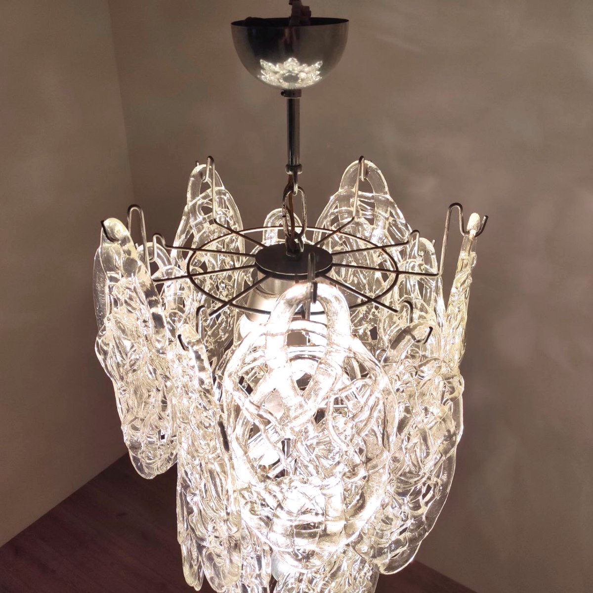 MAZZEGA VETRO 'RAGNATELA', LAMPADA A SOSPENSIONE ANNI '60-photo-5