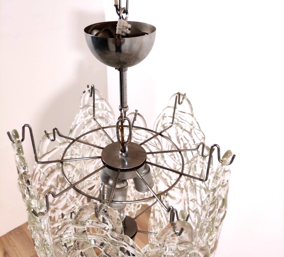 MAZZEGA VETRO 'RAGNATELA', LAMPADA A SOSPENSIONE ANNI '60-photo-6