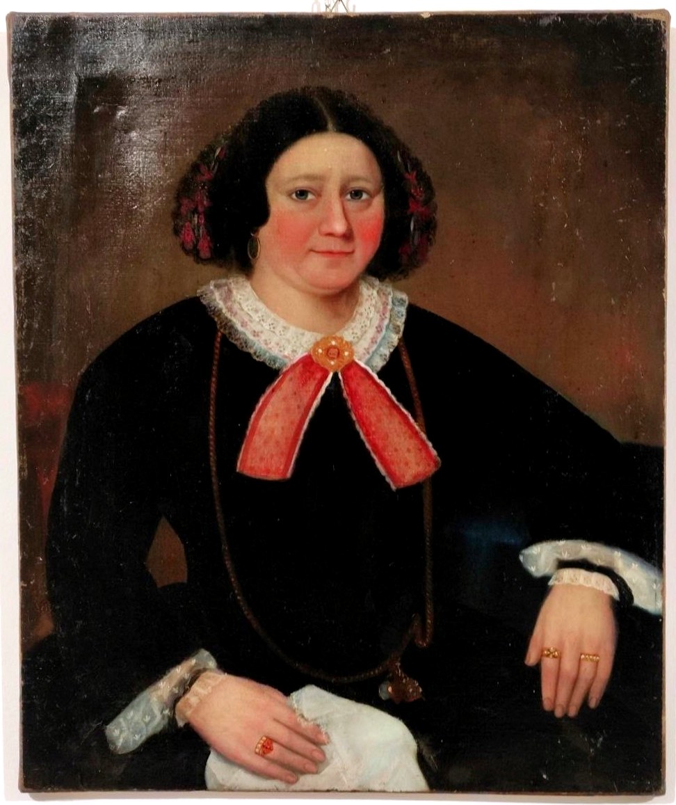 RITRATTO DI SIGNORA, OLIO SU TELA META' XIX sec